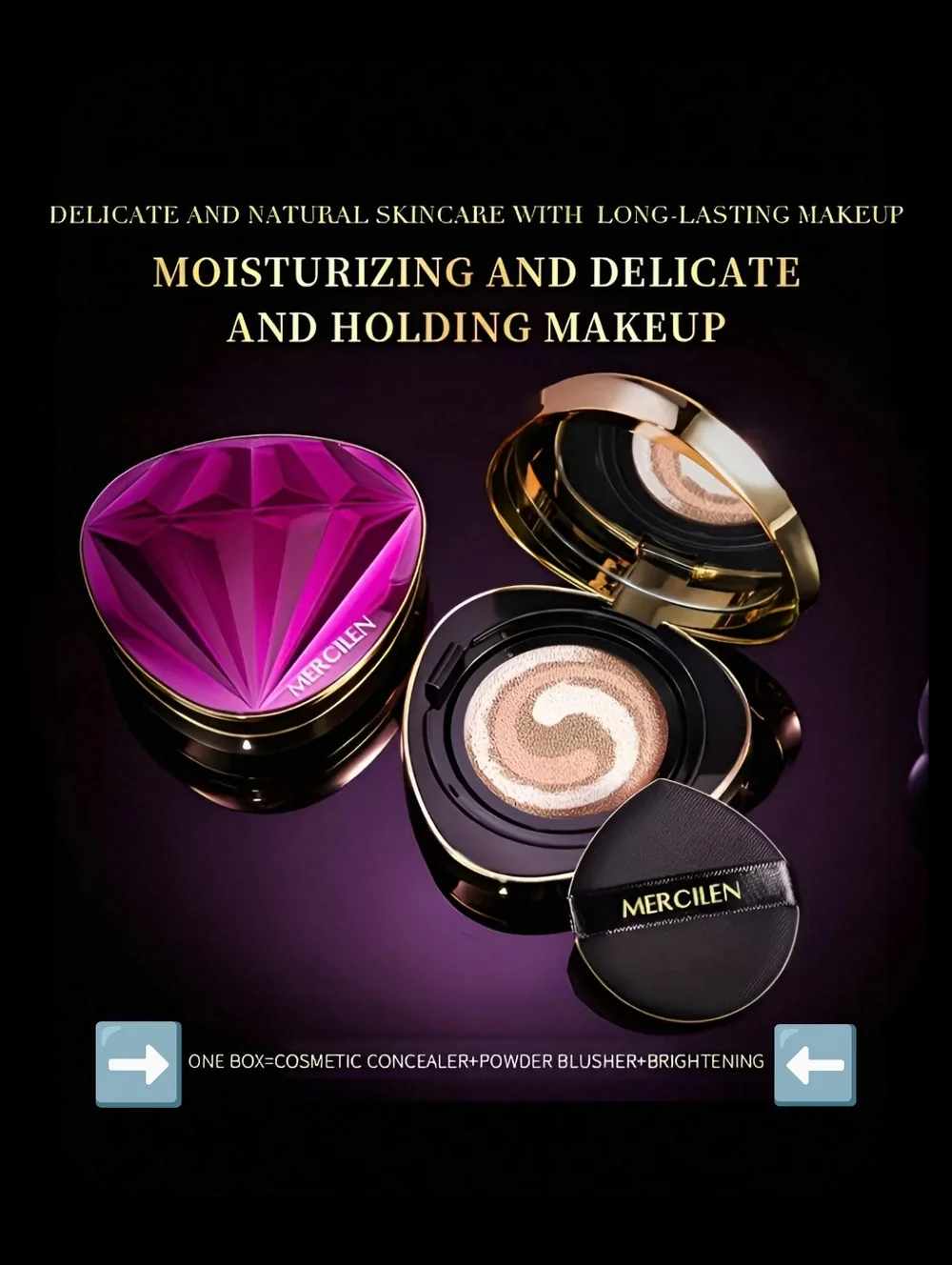 🆕FLAWLESS BB CREAM TRI~COLOR AIR CUSHION FOUNDATION WITH SPONGE (2 BB CREAMS)